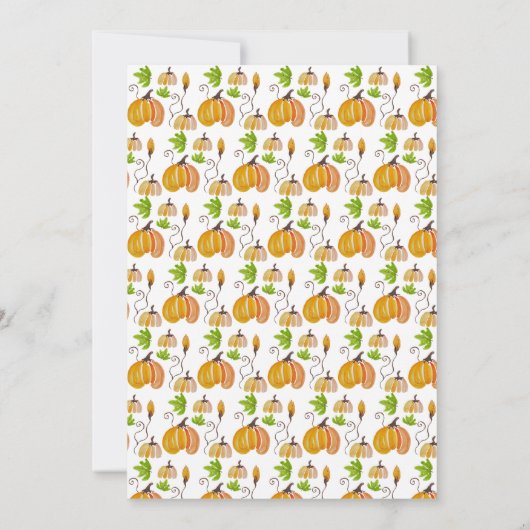 Invitation Aquarelle de Thanksgiving Citrouilles (Dos)