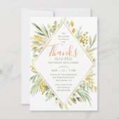 Invitation Aquarelle de Thanksgiving Élégante verdure (Devant)