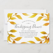 Invitation Aquarelle de Thanksgiving Vent d'or de l'automne (Devant)