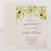 Invitation Aquarelle de tournesol jaune rustique Quinceanera (Devant / Derrière)