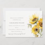 Invitation Aquarelle de tournesol rustique Boho minimale Anni (Devant)