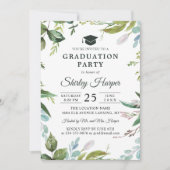 Invitation Aquarelle de verdure Floral Photo Graduation Party (Devant)
