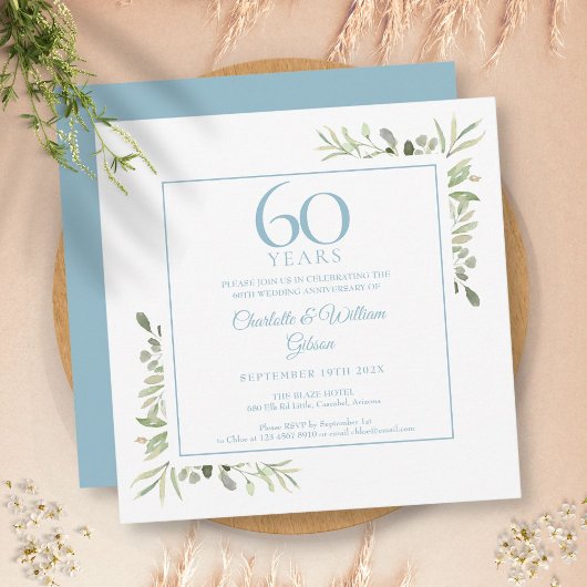 Invitation Aquarelle de verdure pour le 60e anniversaire de m