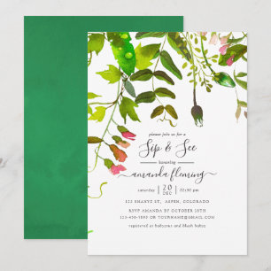 Invitation Aquarelle de verdure printanière Sip and See
