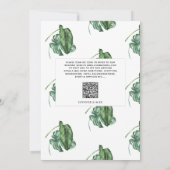 Invitation Aquarelle de verdure tropicale Mariage de code QR (Dos)