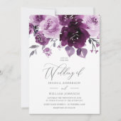 Invitation Aquarelle de vin de Bourgogne Mariage floral (Devant)
