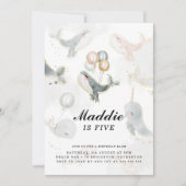 Invitation Aquarelle de Whimsical Sous la Baleine de mer Anni (Devant)