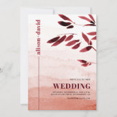 Invitation Aquarelle dégradé de branche Japandi mariage (Devant)