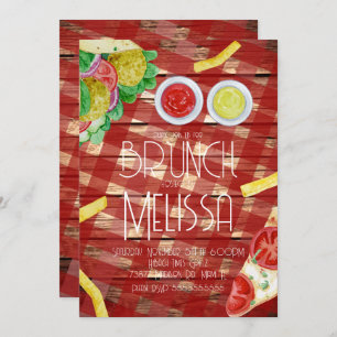 Invitation Aquarelle Déjeuner Brunch Restauration Fête