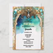 Invitation Aquarelle d'éléphants indiens bleu pierres traditi (Devant)