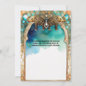 Invitation Aquarelle d'éléphants indiens bleu pierres traditi (Dos)