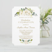 Invitation Aquarelle Delicate Blanc Floral Graduation Party (Debout devant)