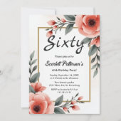 Invitation Aquarelle délicate Cadre Floral été Anniversaire (Devant)