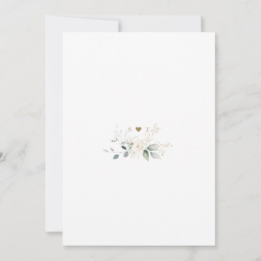 Invitation Aquarelle délicate Feuille Mariage or (Dos)