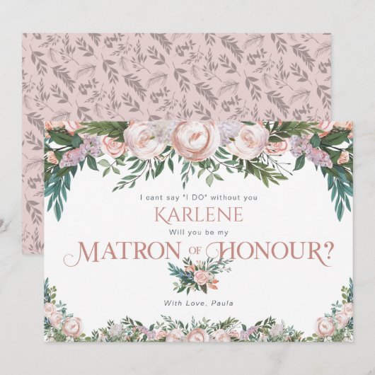 Invitation Aquarelle délicate Fleur (Devant / Derrière)