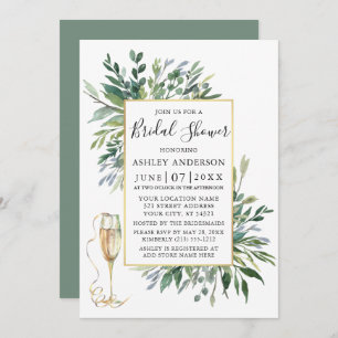 Invitation Aquarelle délicate Verdure Verre Sage Vert