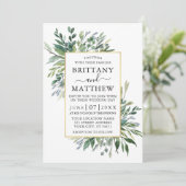 Invitation Aquarelle délicate Vert Sage Vert Or (Debout devant)