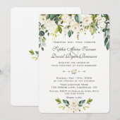 Invitation Aquarelle Delicé Blanc Floral Mariage (Devant / Derrière)