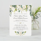 Invitation Aquarelle Delicé Blanc Floral Mariage (Debout devant)