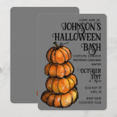 Invitation aquarelle d'empilement de citrouilles (Devant / Derrière)