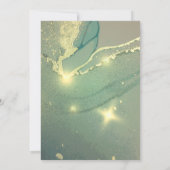 Invitation Aquarelle d'encre d'alcool verte Gold et Smokey (Dos)