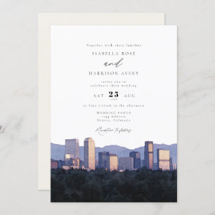 Invitation Aquarelle Denver Colorado City Skyline Mariage