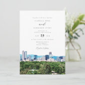 Invitation Aquarelle Denver Colorado Skyline Mariage (Debout devant)