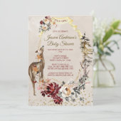 Invitation Aquarelle des animaux de bois Baby shower des fill (Debout devant)