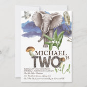 Invitation Aquarelle des éléphants de bois Deuxième anniversa (Devant)