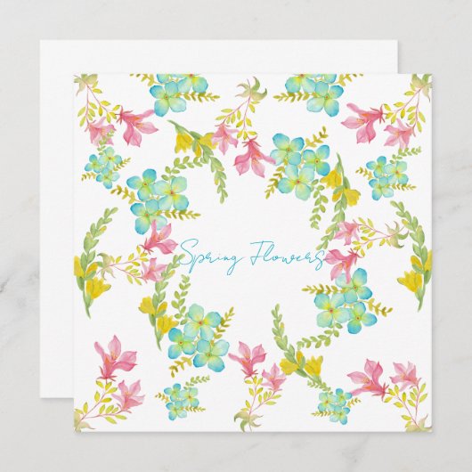 Invitation Aquarelle des fleurs de printemps (Devant / Derrière)