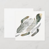 Invitation Aquarelle des plumes de flux | FÊTE DES MARIÉES (Devant / Derrière)