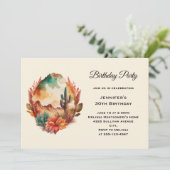 Invitation Aquarelle Désert Cactus et Montagnes Anniversaire (Debout devant)