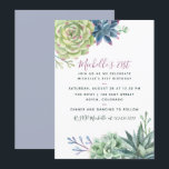 Invitation Aquarelle Désert Cactus Succulents 21e anniversair<br><div class="desc">Watercolor succulent art 21st Birthday Party invitation avec élégante typographie manuscrite personnalisable à vos détails de l'événement.</div>
