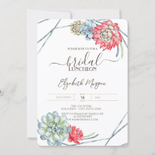 Invitation Aquarelle Désert Succulents Déjeuner nuptial