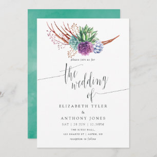 Invitation Aquarelle Desert Succulents Mariage