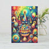 Invitation Aquarelle Design d'anniversaire Abstrait (Debout devant)