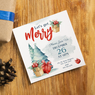Invitation Aquarelle dessinée à la main Joyeux Noël