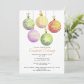 Invitation Aquarelle dessinée fête d'échange d'ornement de No (Debout devant)