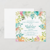 Invitation Aquarelle d'été Carré floral 21e anniversaire (Devant / Derrière)