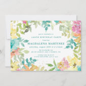 Invitation Aquarelle d'été Floral 100e fête d'anniversaire (Devant)