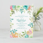 Invitation Aquarelle d'été Floral 40e fête d'anniversaire (Debout devant)