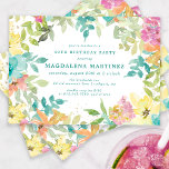 Invitation Aquarelle d'été Floral 40e fête d'anniversaire<br><div class="desc">Nouveau pour l'été 2024. L'aquarelle florale d'été moderne et colorée présente des fleurs rose, bleu turquoise, jaune et orange. Ils forment un cadre botanique, boho chic et rustique autour des détails de votre fête d'anniversaire. Cet article fait partie de la collection Summer Watercolor Floral. Il contient des modèles d'invitation professionnels,...</div>