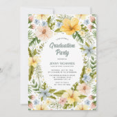 Invitation Aquarelle d'été Tropical Floral Graduation Party (Devant)