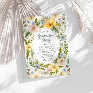 Invitation Aquarelle d'été Tropical Floral Graduation Party