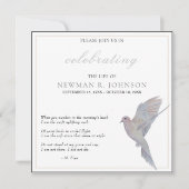 Invitation Aquarelle deuil de la colombe fête de la vie (Devant)