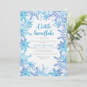 Invitation Aquarelle d'hiver Baby shower d'arrosage de flocon (Debout devant)