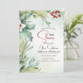 Invitation Aquarelle d'hiver Holly et Berries (Debout devant)