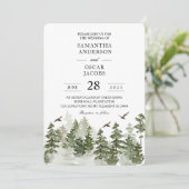 Invitation Aquarelle d'hiver moderne Forêt verte avec neige (Debout devant)