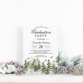 Invitation Aquarelle d'hiver moderne Forêt verte avec neige