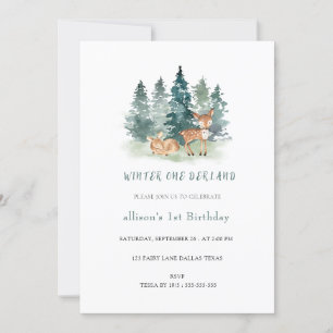 Invitation Aquarelle d'hiver Onederland 1er anniversaire